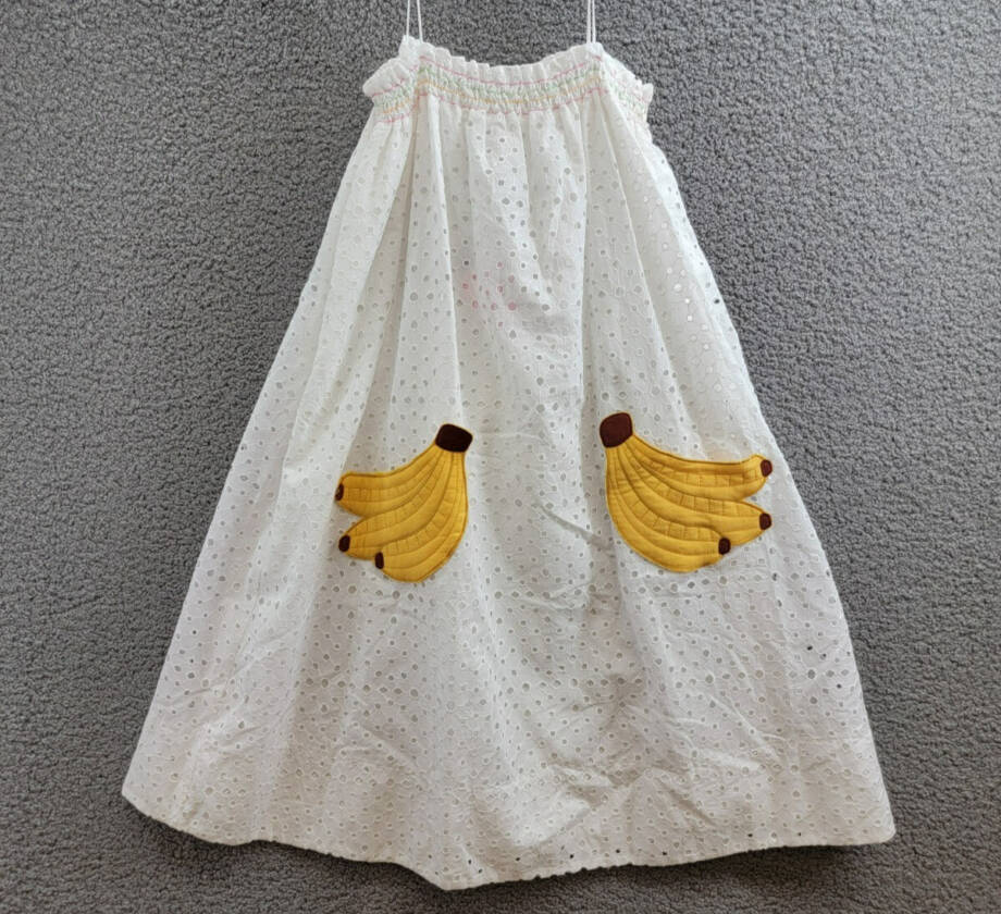 FARM Rio Embroidered Banana Pocket Dress Girls 10 Off White Sleeveless Pullover