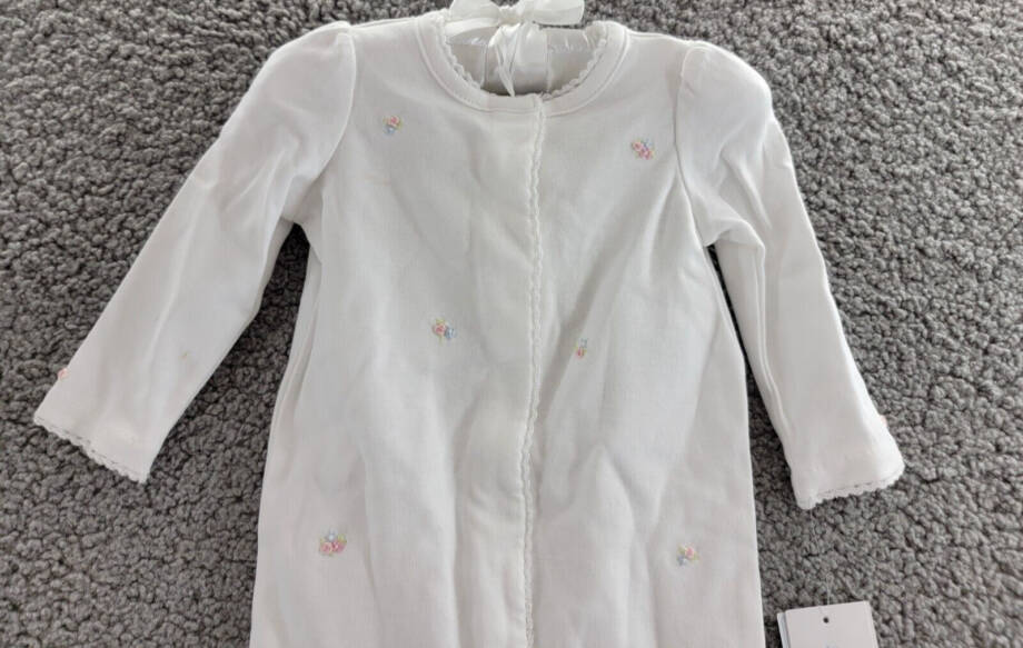 Ralph Lauren Floral Coverall Baby Girls' 6M White Embroidered Snap Front Closure