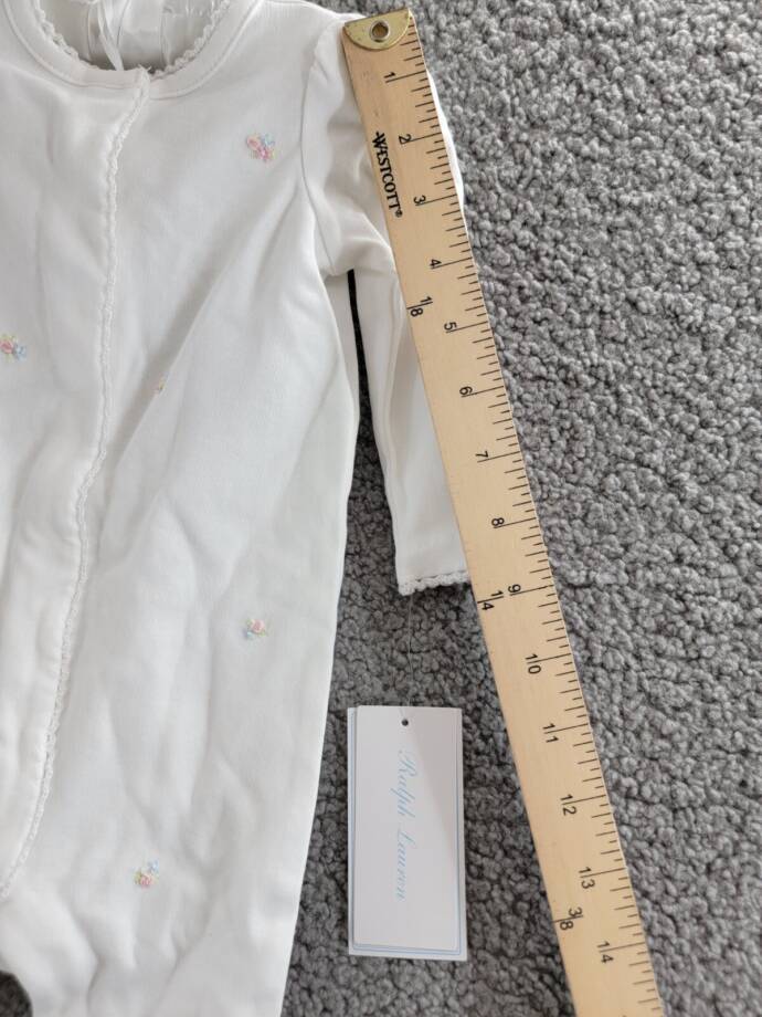 Ralph Lauren Floral Coverall Baby Girls' 6M White Embroidered Snap Front Closure