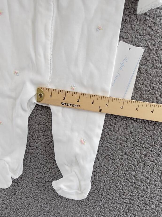 Ralph Lauren Floral Coverall Baby Girls' 6M White Embroidered Snap Front Closure