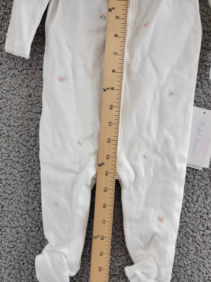 Ralph Lauren Floral Coverall Baby Girls' 6M White Embroidered Snap Front Closure