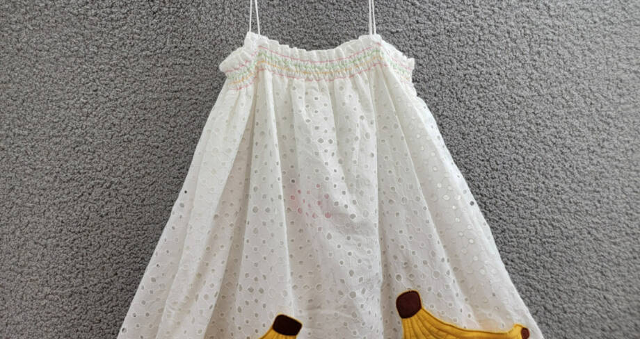 FARM Rio Embroidered Banana Pocket Dress Girls 10 Off White Sleeveless Pullover