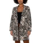 Liverpool Los Angeles Open Coatigan Sweater Women's XS Abstract Zebra Jacquard