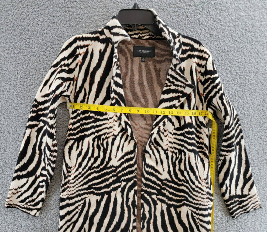 Liverpool Los Angeles Open Coatigan Sweater Women's XS Abstract Zebra Jacquard