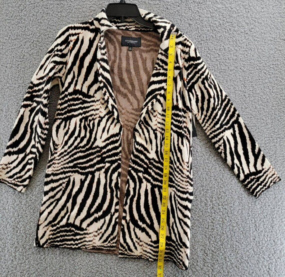 Liverpool Los Angeles Open Coatigan Sweater Women's XS Abstract Zebra Jacquard