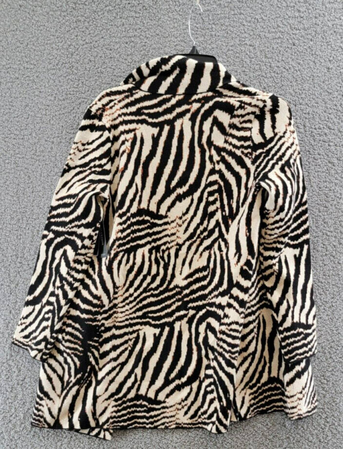 Liverpool Los Angeles Open Coatigan Sweater Women's XS Abstract Zebra Jacquard