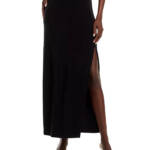 Norma Kamali Side Slit Maxi Skirt Women's XXS/28 Black Elastic Waist Pull On~