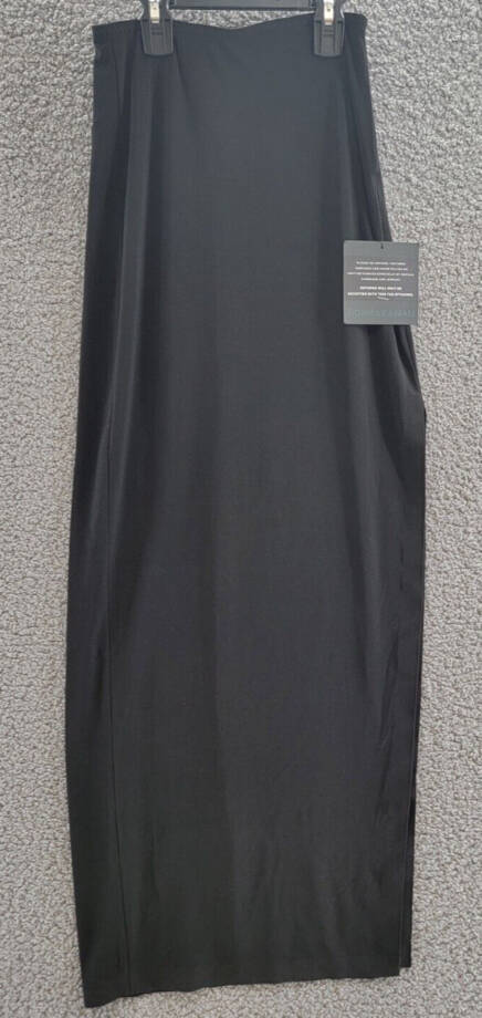 Norma Kamali Side Slit Maxi Skirt Women's XXS/28 Black Elastic Waist Pull On~