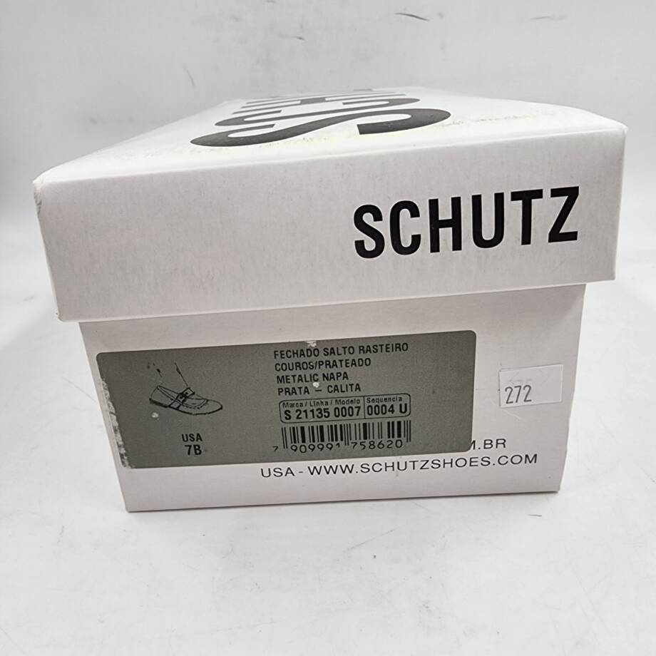 Schutz Calita Slip On Buckled Mary Jane Ballet Flats Women's 7B Prata Round Toe