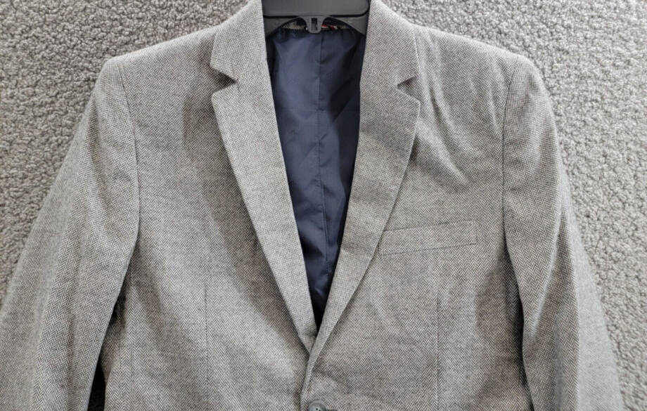 Tommy Hilfiger Brushed Herringbone Jacket Big Boys 18 Dark Gray Button Front L/S