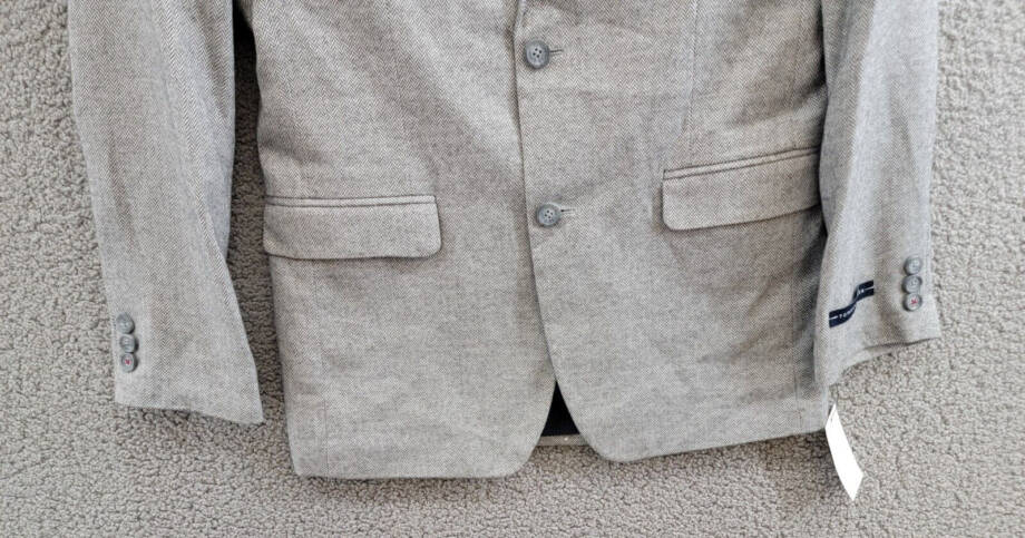 Tommy Hilfiger Brushed Herringbone Jacket Big Boys 18 Dark Gray Button Front L/S