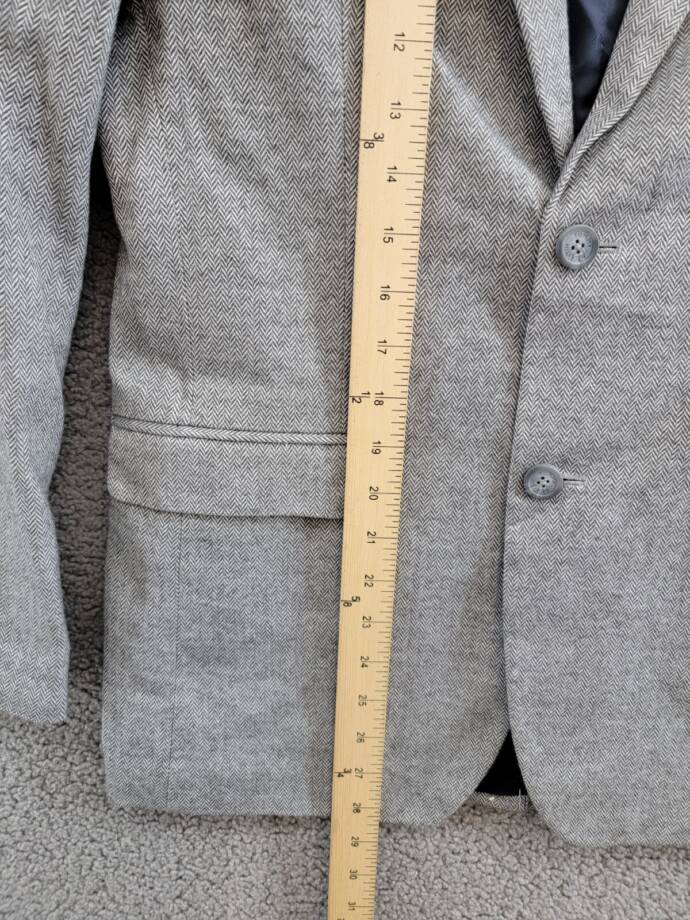 Tommy Hilfiger Brushed Herringbone Jacket Big Boys 18 Dark Gray Button Front L/S