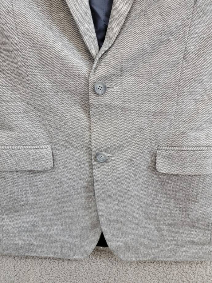 Tommy Hilfiger Brushed Herringbone Jacket Big Boys 18 Dark Gray Button Front L/S
