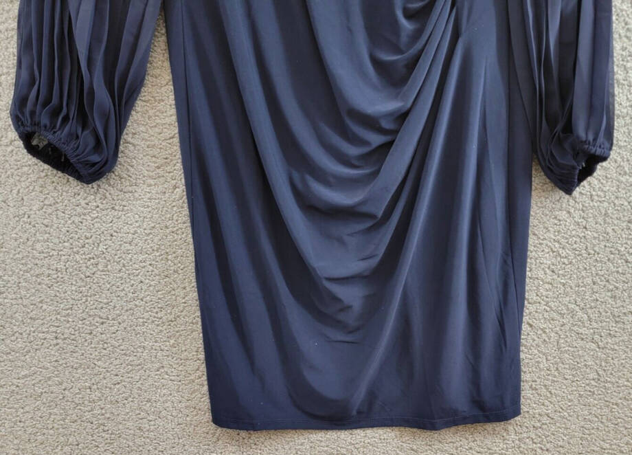 Jessica Howard Plus Size Pleated-Sleeve Sheath Dress Women's 16W Navy Lined Zip~