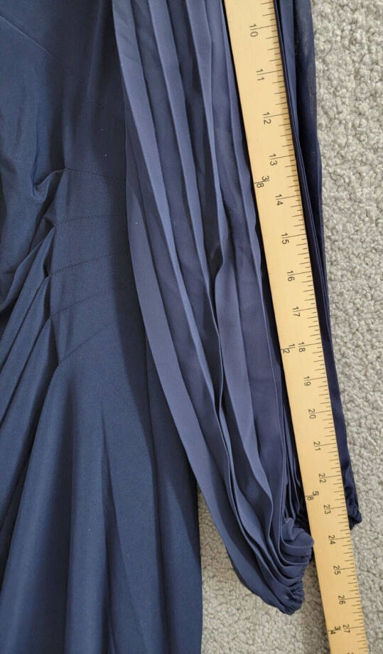 Jessica Howard Plus Size Pleated-Sleeve Sheath Dress Women's 16W Navy Lined Zip~