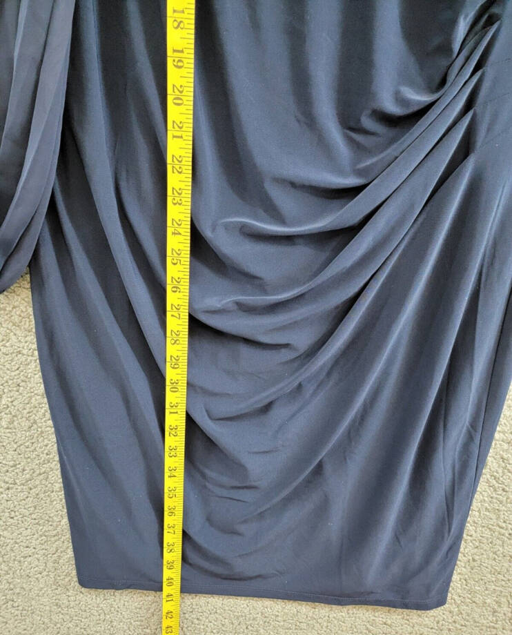 Jessica Howard Plus Size Pleated-Sleeve Sheath Dress Women's 16W Navy Lined Zip~