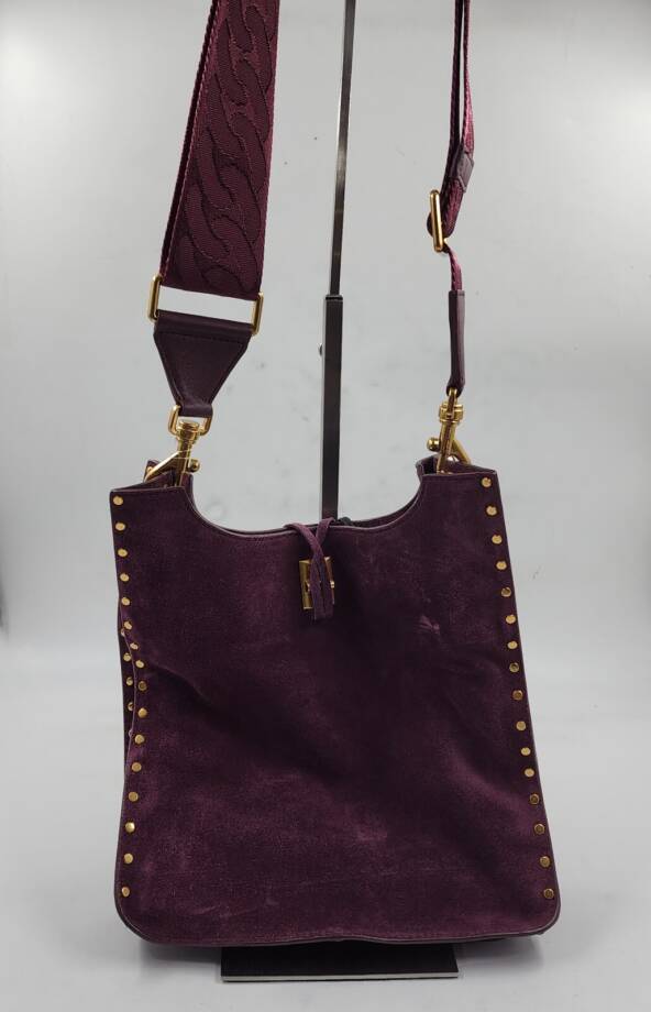 Rebecca Minkoff Suede Shoulder Bag Women's OS Garnet Turn-Lock Closure At Front