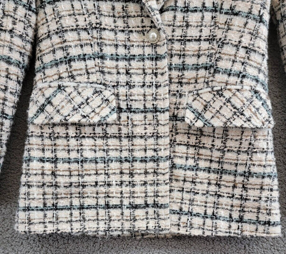 Avec Les Filles Tweed Blazer Women's XS Blush Multi Button Front Closure L/S