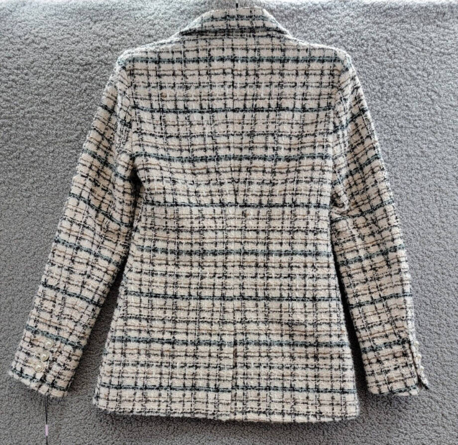 Avec Les Filles Tweed Blazer Women's XS Blush Multi Button Front Closure L/S
