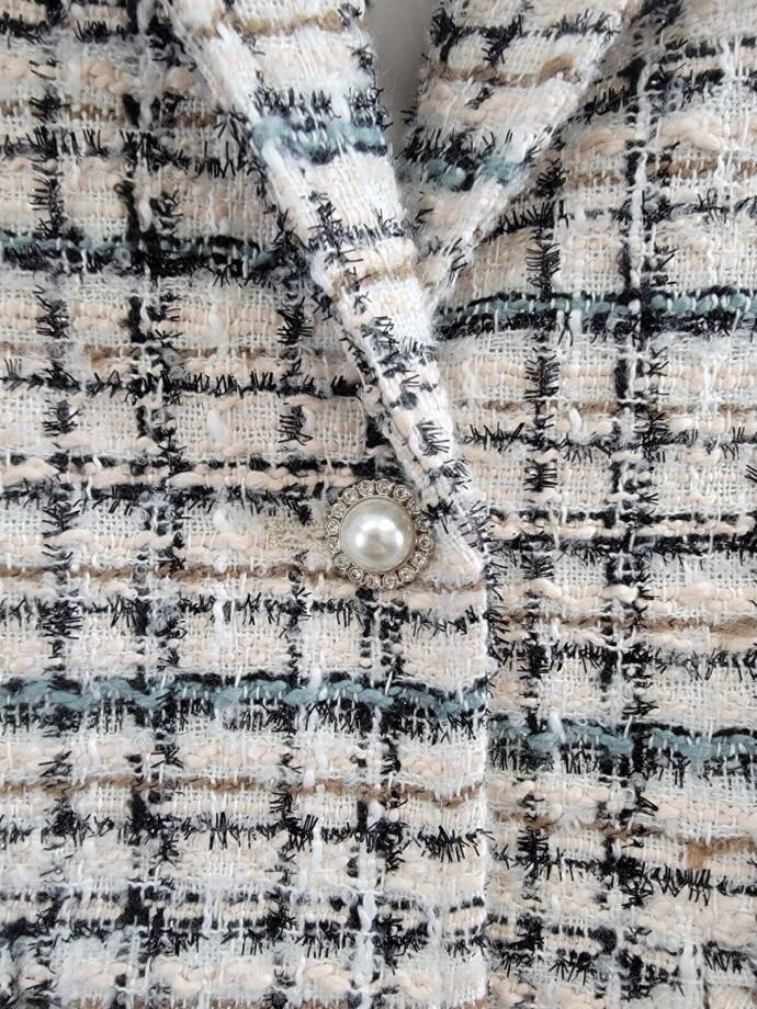 Avec Les Filles Tweed Blazer Women's XS Blush Multi Button Front Closure L/S