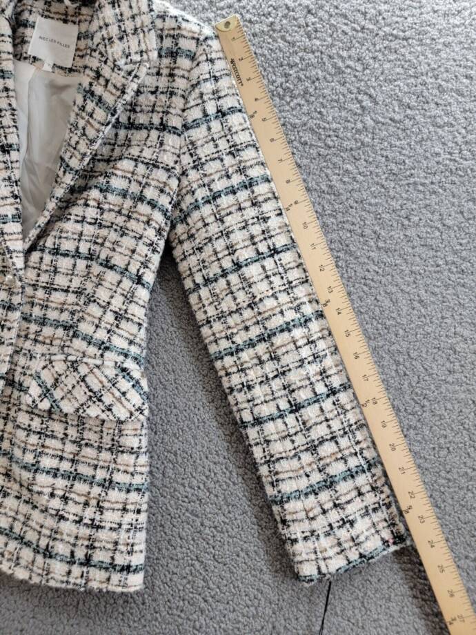 Avec Les Filles Tweed Blazer Women's XS Blush Multi Button Front Closure L/S