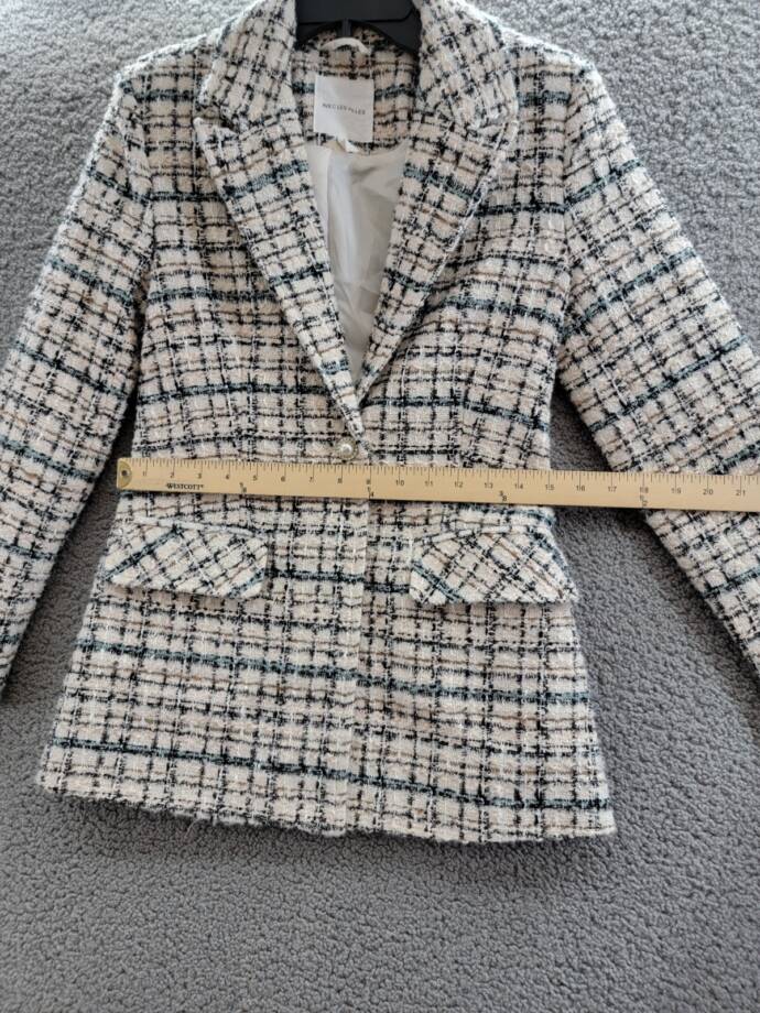 Avec Les Filles Tweed Blazer Women's XS Blush Multi Button Front Closure L/S