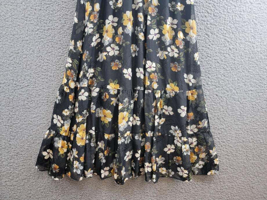 Lucy Paris Houston Floral-Print Smocked-Bodice Tiered Midi Dress Women's M Multi