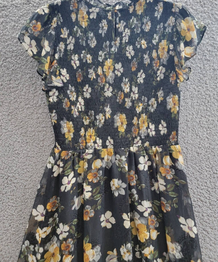 Lucy Paris Houston Floral-Print Smocked-Bodice Tiered Midi Dress Women's M Multi