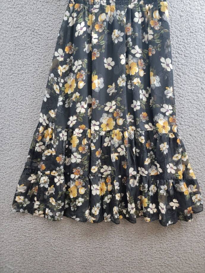 Lucy Paris Houston Floral-Print Smocked-Bodice Tiered Midi Dress Women's M Multi