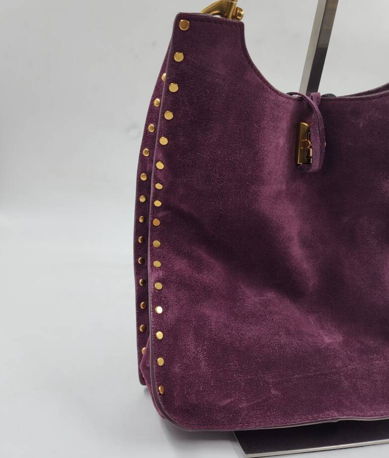 Rebecca Minkoff Suede Shoulder Bag Women's OS Garnet Turn-Lock Closure At Front