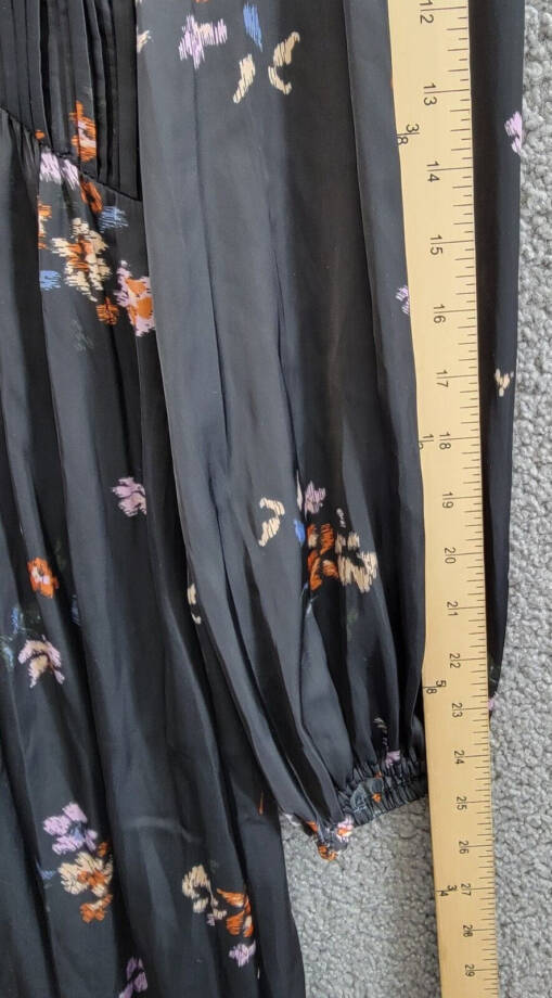 Steve Madden Jamie Floral-Print Pleated Hanky Hem Dress Women's M Black Multi