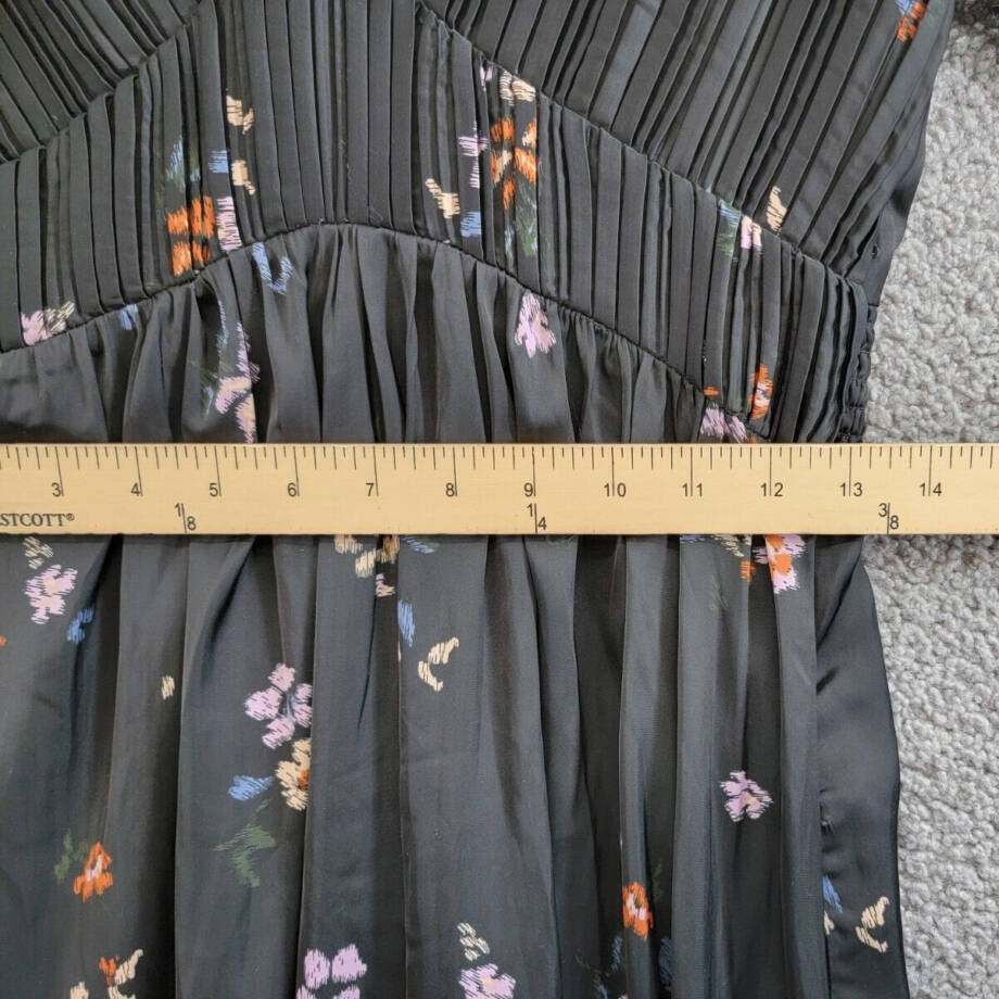 Steve Madden Jamie Floral-Print Pleated Hanky Hem Dress Women's M Black Multi