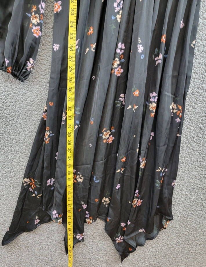 Steve Madden Jamie Floral-Print Pleated Hanky Hem Dress Women's M Black Multi