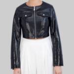 BCBG New York Short-Cut Jacket Women's XS Black Round Neck Front Zip Closure L/S