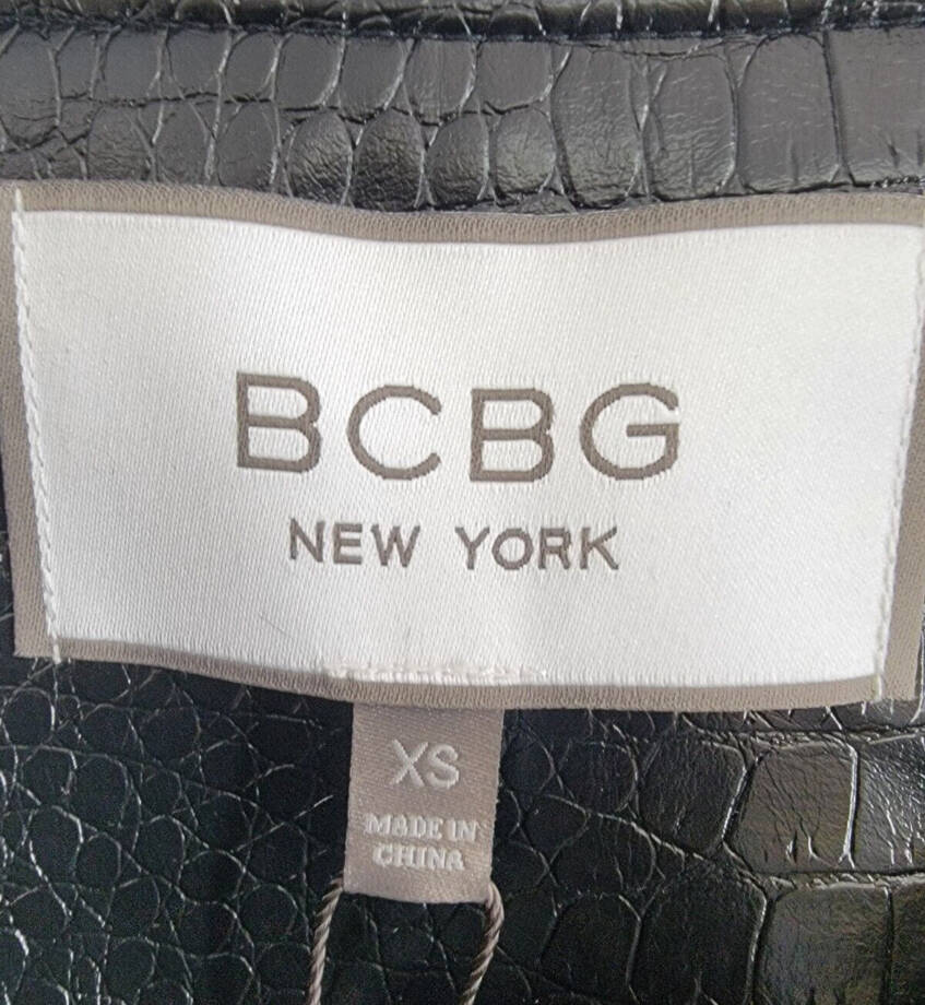 BCBG New York Short-Cut Jacket Women's XS Black Round Neck Front Zip Closure L/S