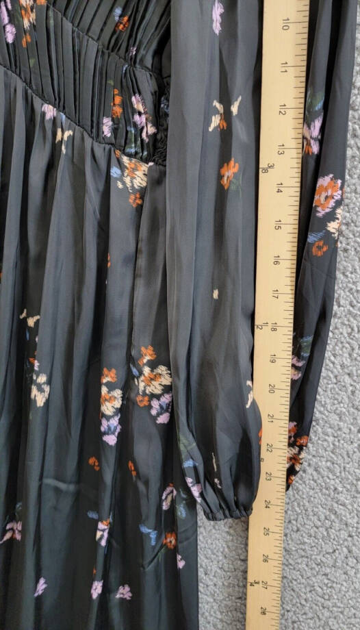 Steve Madden Jamie Floral-Print Pleated Hanky Hem Dress Women's S Black Multi~