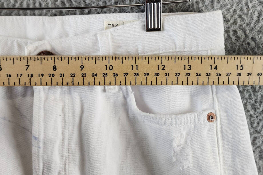 Rag & Bone MIDI Hight Rise Raw Hem Cutoff Shorts Women's 26 White Button Zip