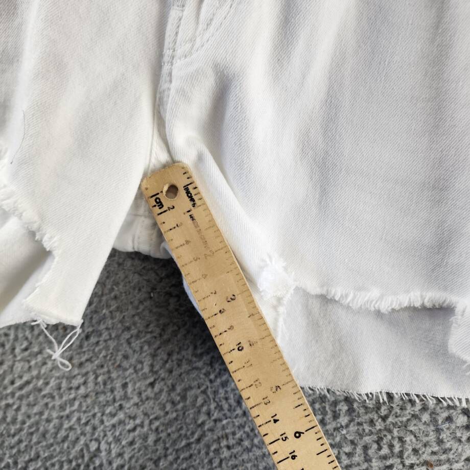 Rag & Bone MIDI Hight Rise Raw Hem Cutoff Shorts Women's 26 White Button Zip