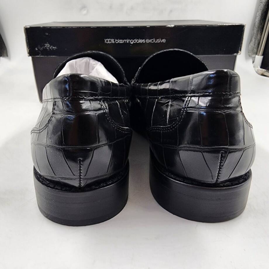 AQUA Perle Croc Embossed Loafers Women's 8M Black Round Moc-Stitch Toe Slip On