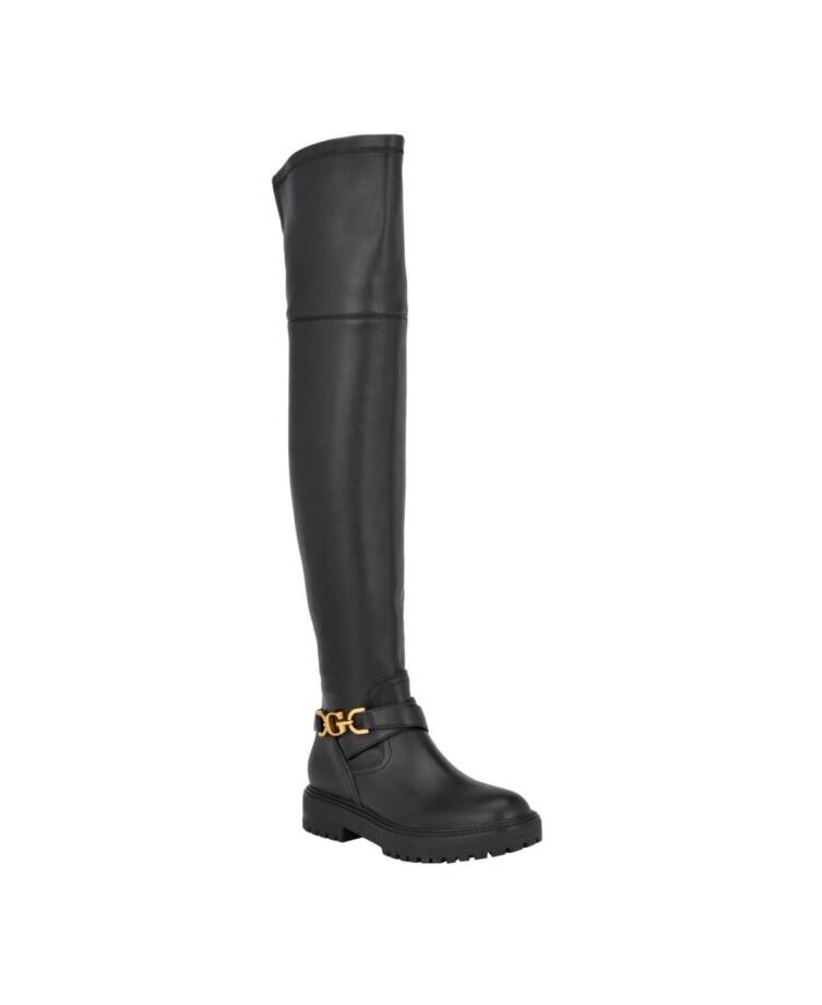 GUESS Jellio Over The Knee Ornament Strap Narrow Calf Boots Women's 6M Black