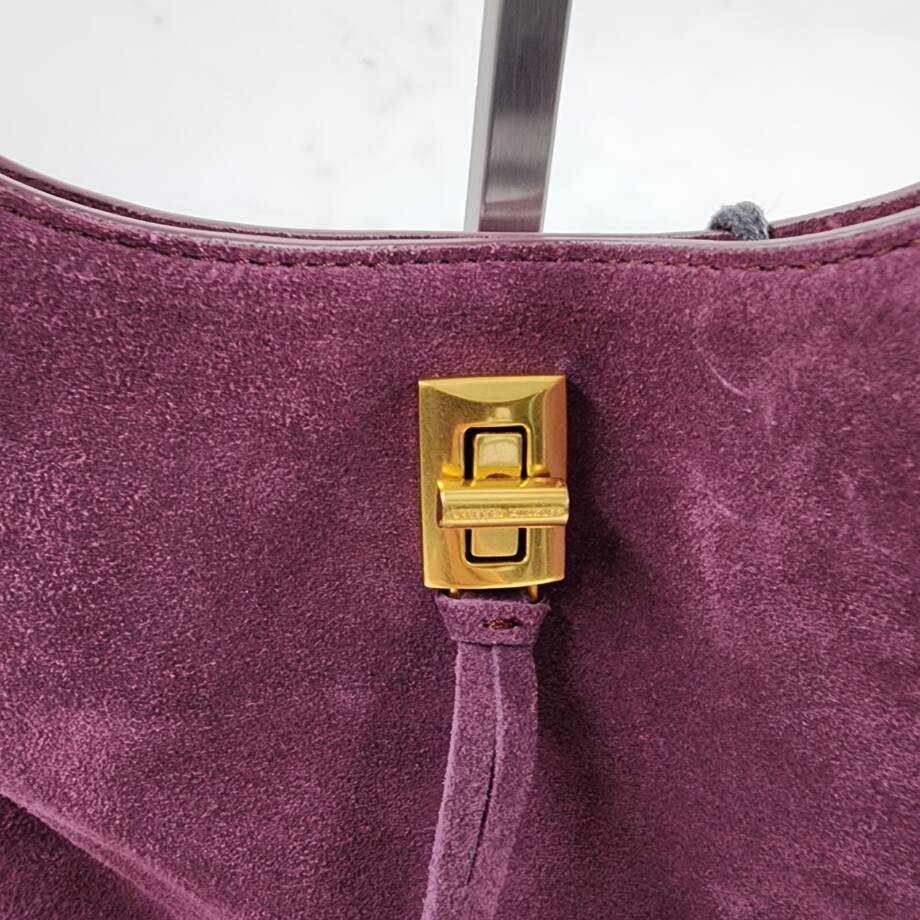 Rebecca Minkoff Suede Shoulder Bag Women's OS Garnet Turn-Lock Closure At Front