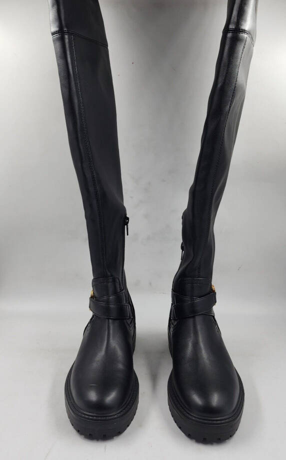 GUESS Jellio Over The Knee Ornament Strap Narrow Calf Boots Women's 6M Black