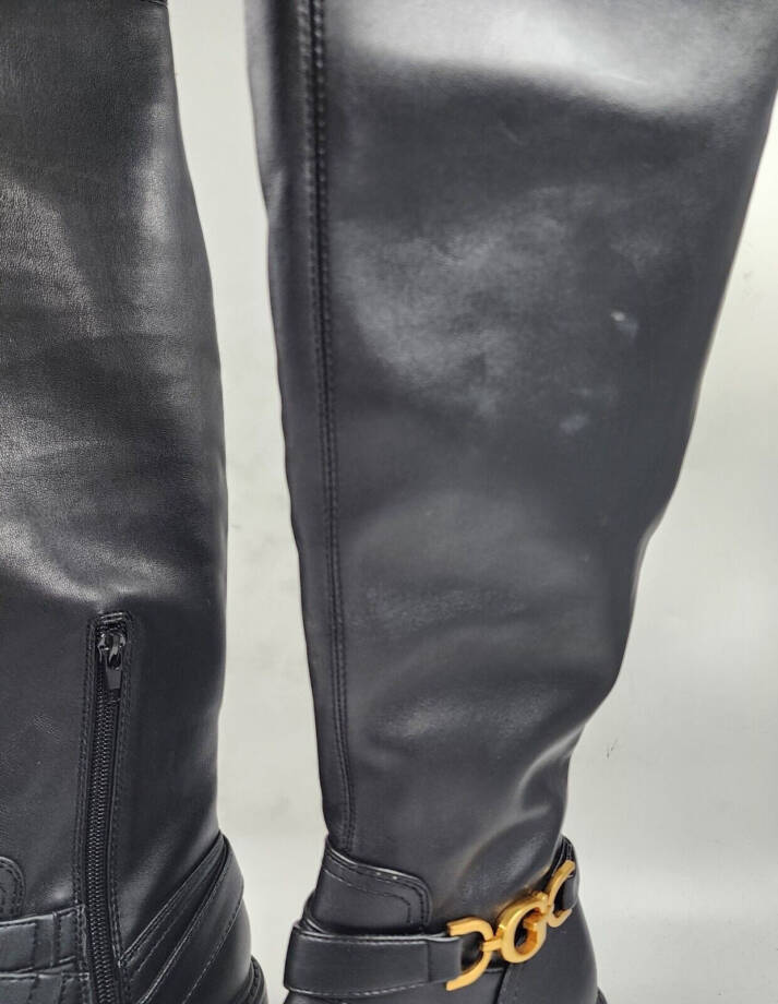 GUESS Jellio Over The Knee Ornament Strap Narrow Calf Boots Women's 6M Black