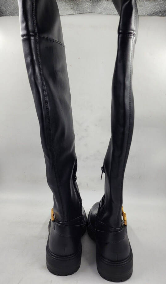 GUESS Jellio Over The Knee Ornament Strap Narrow Calf Boots Women's 6M Black