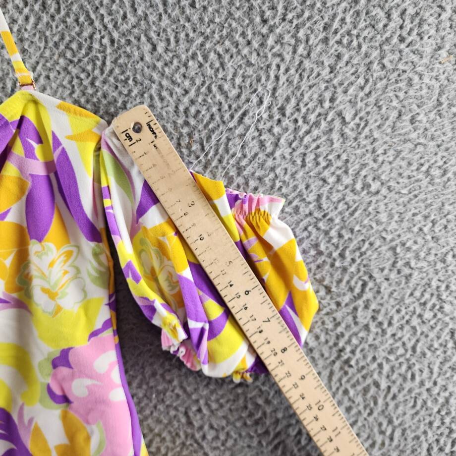 BCBGeneration Floral Off Shoulder One Piece Swimsuit Women M/M Yellow Multicolor