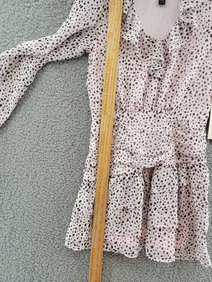 AQUA Asymmetrical Ruffle Dress Girls L 10/12 Pink/Black V-Neck Ruched Waist L/S~