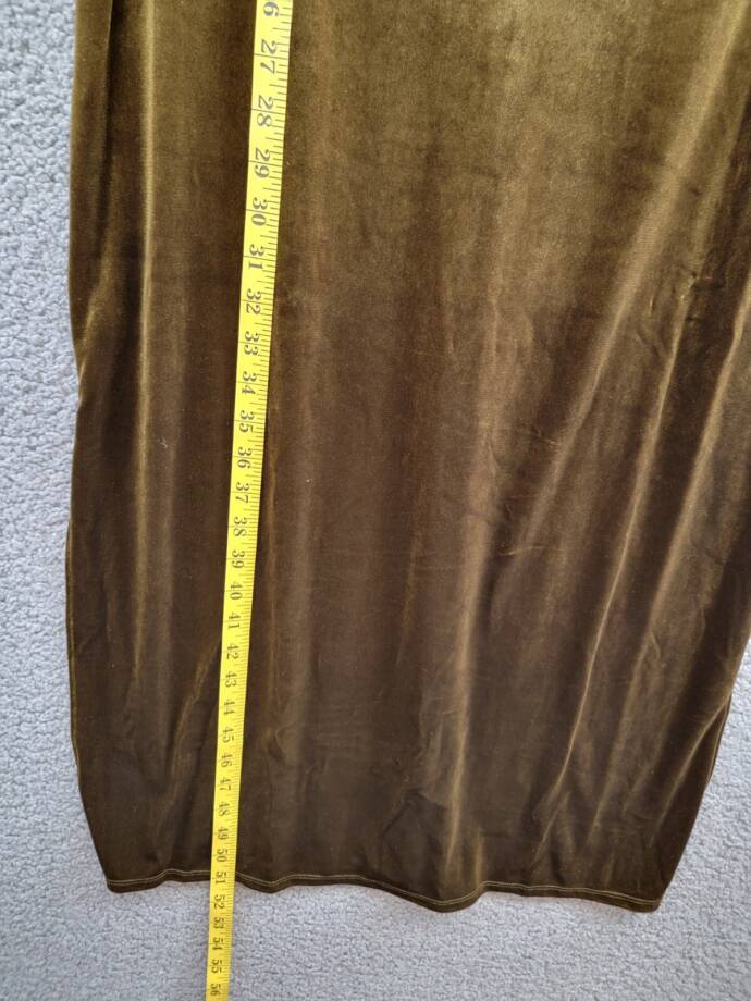 Taylor Petite Cowl-Neck Sleeveless Midi Velvet Dress Women's 8P Olive Back Zip~