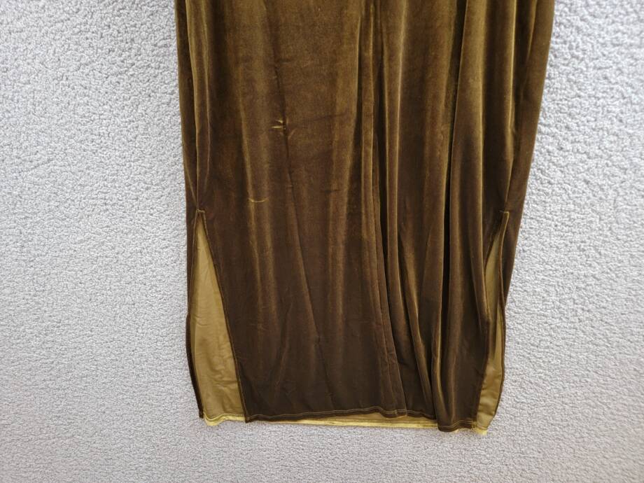 Taylor Petite Cowl-Neck Sleeveless Midi Velvet Dress Women's 8P Olive Back Zip~