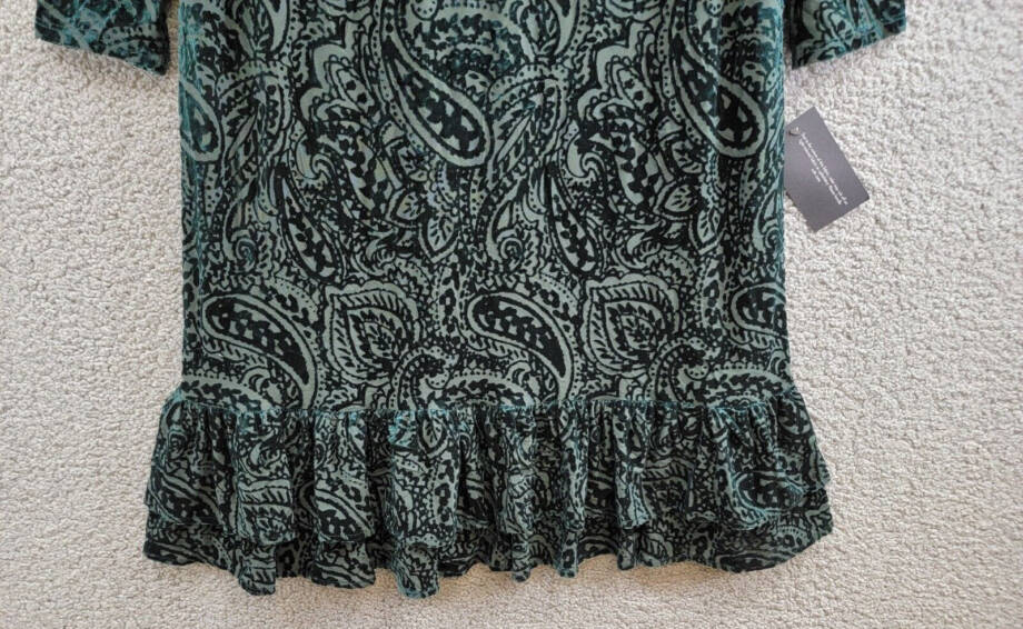 Tommy Hilfiger Velvet Burnout Paisley Print Dress Women's 16 Spruce 3/4 Sleeve