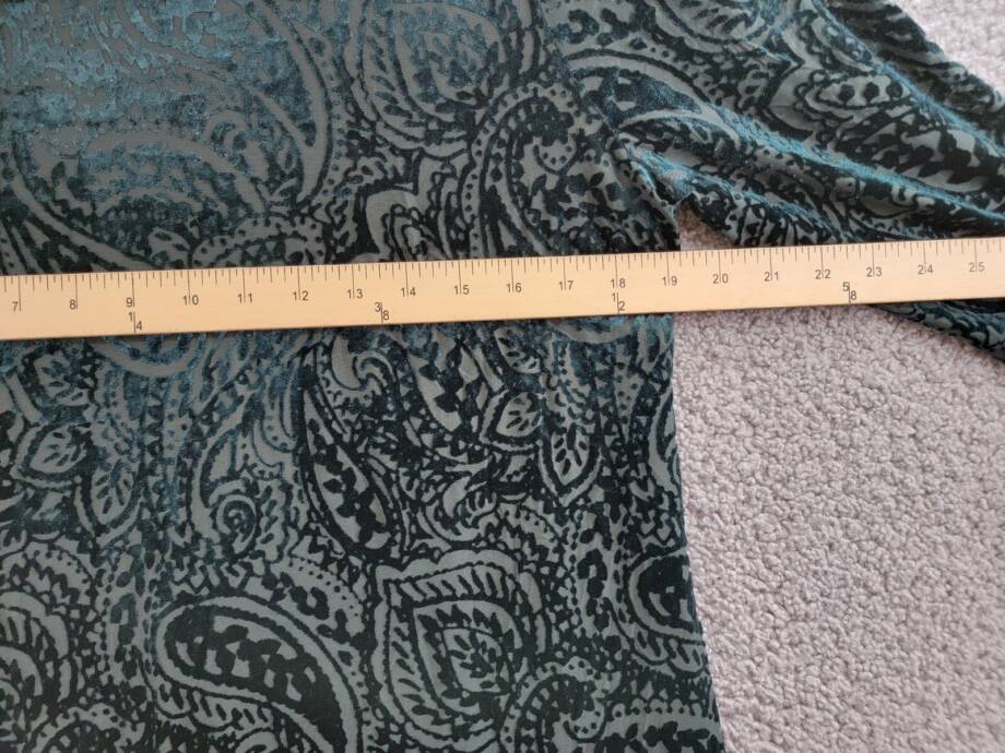 Tommy Hilfiger Velvet Burnout Paisley Print Dress Women's 16 Spruce 3/4 Sleeve